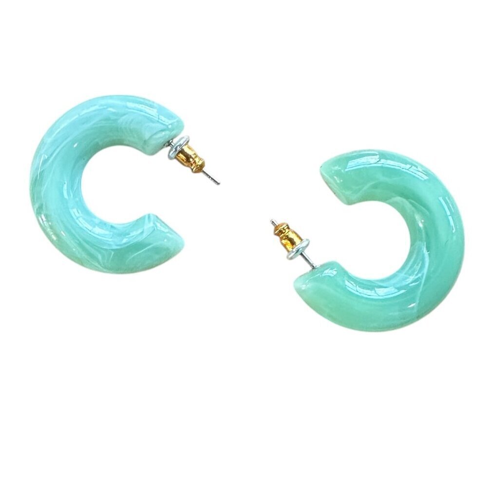 Plastic Jade Chunky Hoops Hoop Earrings